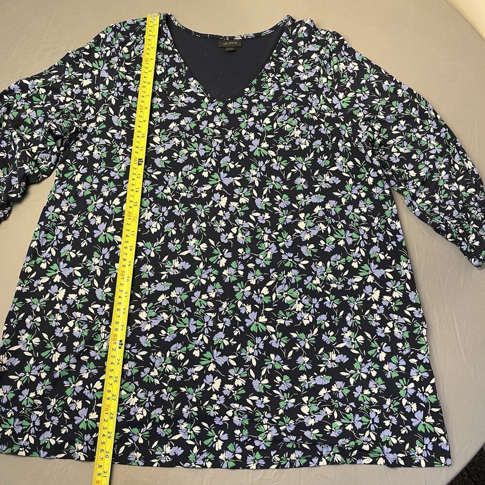 J Jill LT Large Tall Shirt Top Floral V Neck 3/4 Ruffle Sleeve Stretch - Picture 4 of 8